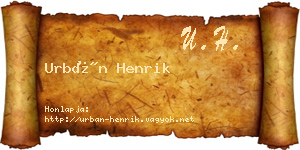 Urbán Henrik névjegykártya